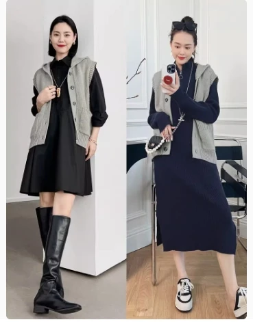 美洋MEIYANG波士顿连帽针织马甲 柔兰绒慵懒休闲毛衣外套