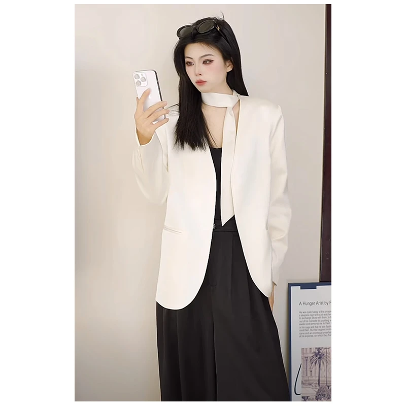 重磅光泽感小西装外套女夏季新款极简风高端设计感缎面西服上衣