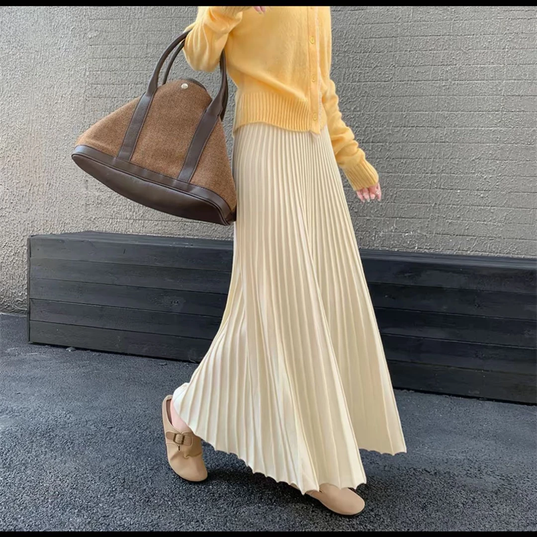 秋冬中长款小众百褶半身裙女2025时尚高腰垂感显瘦伞裙666#0.1