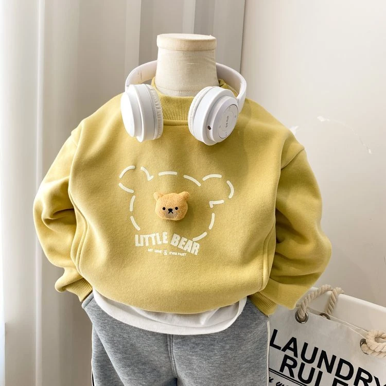 儿童加绒卫衣男童2025新款秋冬款打底上衣保暖宝宝衣服套头中小童