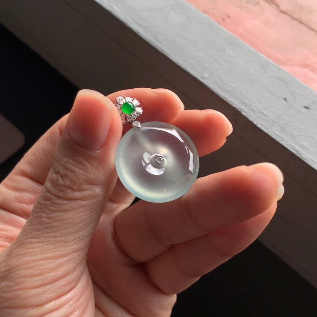 翡翠颈饰未镶嵌天然缅甸翡翠吊坠23.3-5.8