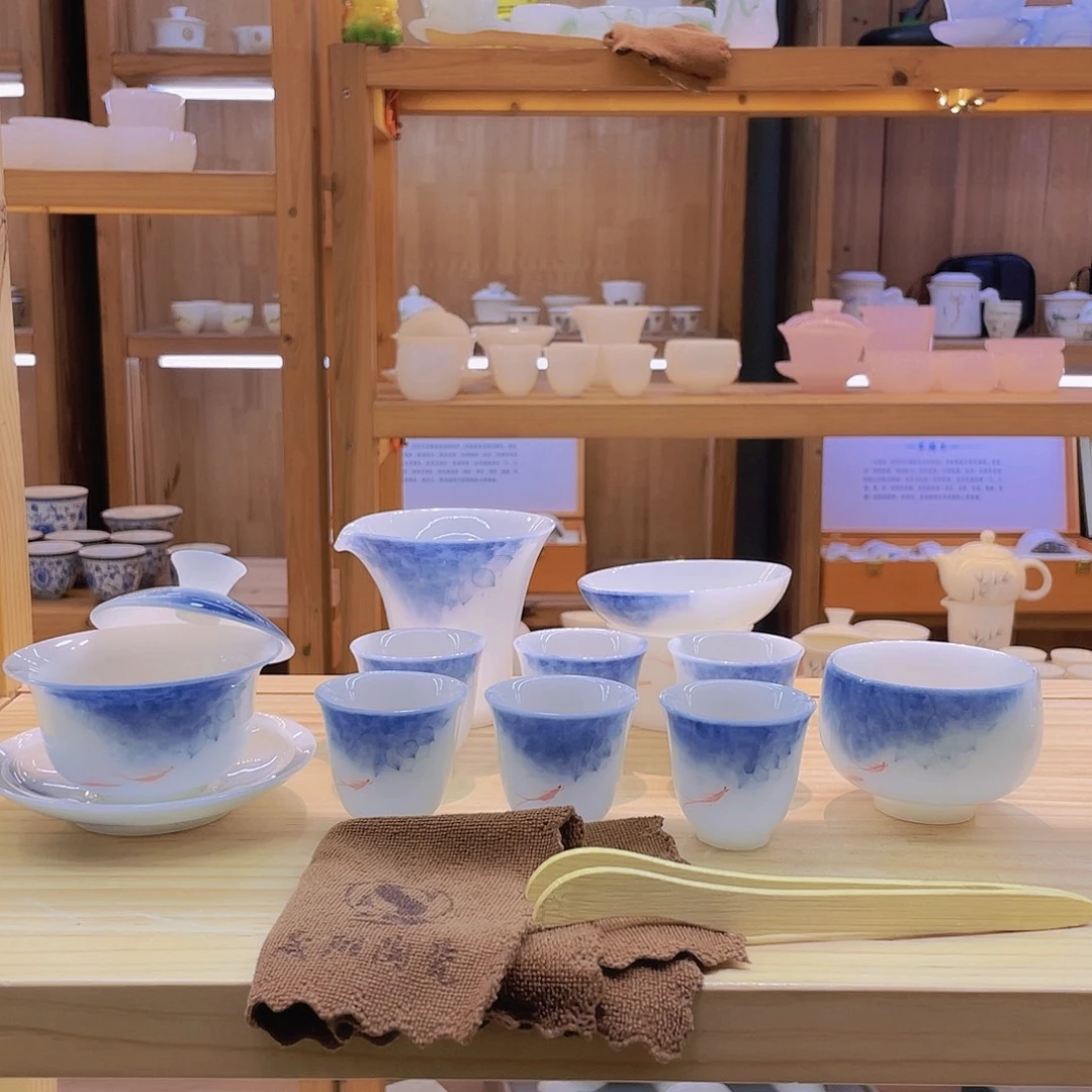 鱼跃龙门璞玉瓷一整大套238