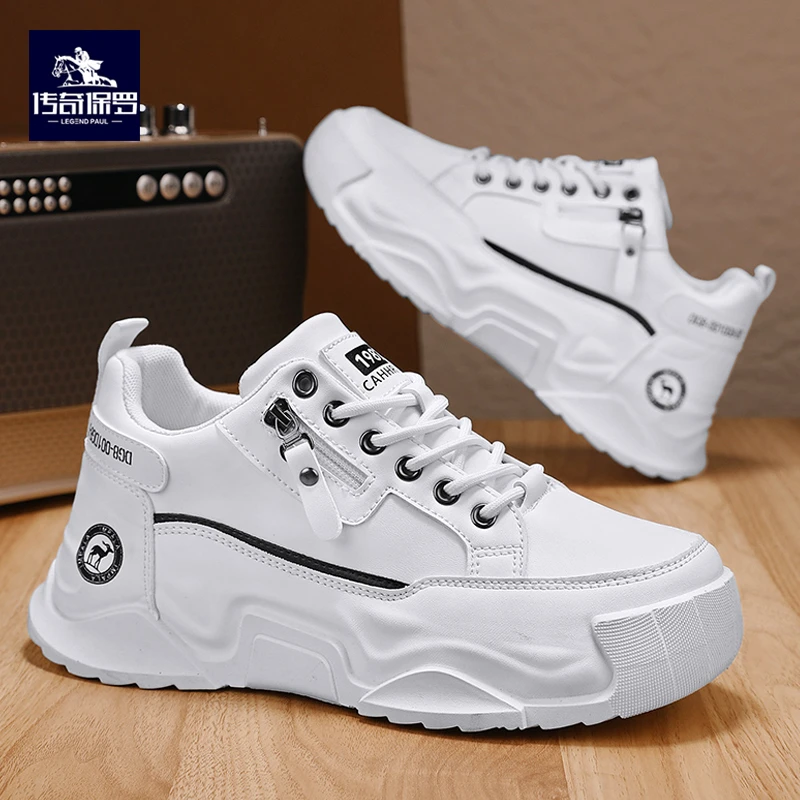 传奇保罗休闲男鞋秋冬新款马丁靴百搭2024时尚厚底短靴板鞋工装鞋