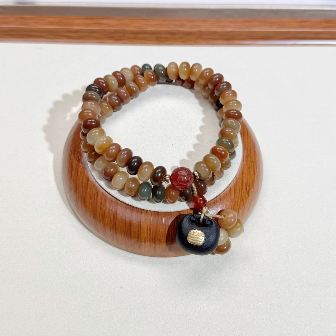 P173敦煌福锁双圈算盘珠菩提手串