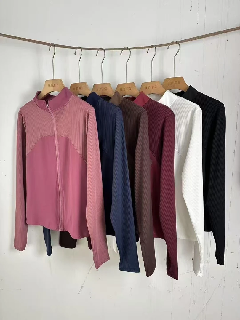 女士立领拉链长袖紧身运动外套