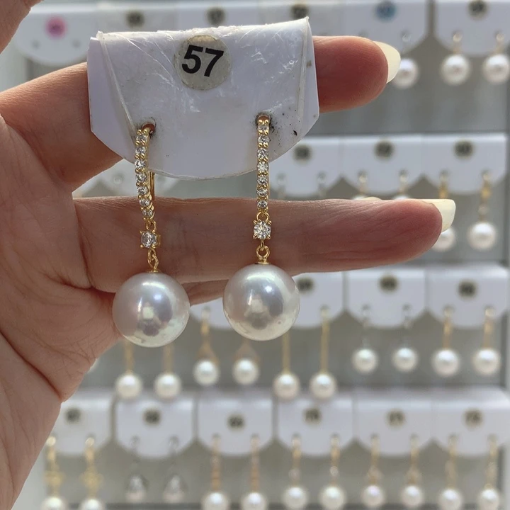 淡水珍珠耳饰银S925镶嵌