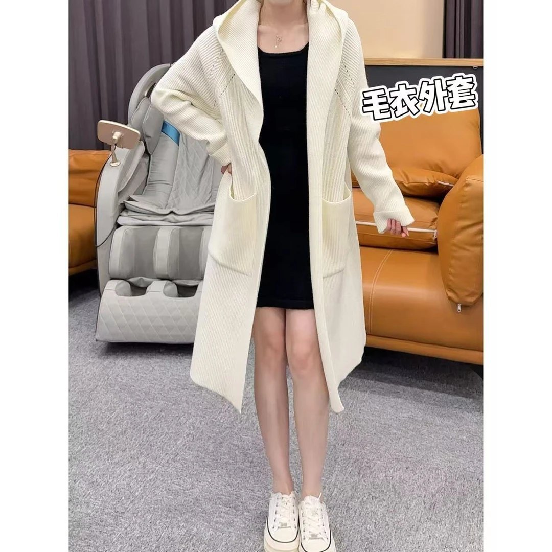连帽长毛衣外套 小允姐姐2025新款时尚气质高级连帽长毛衣外套