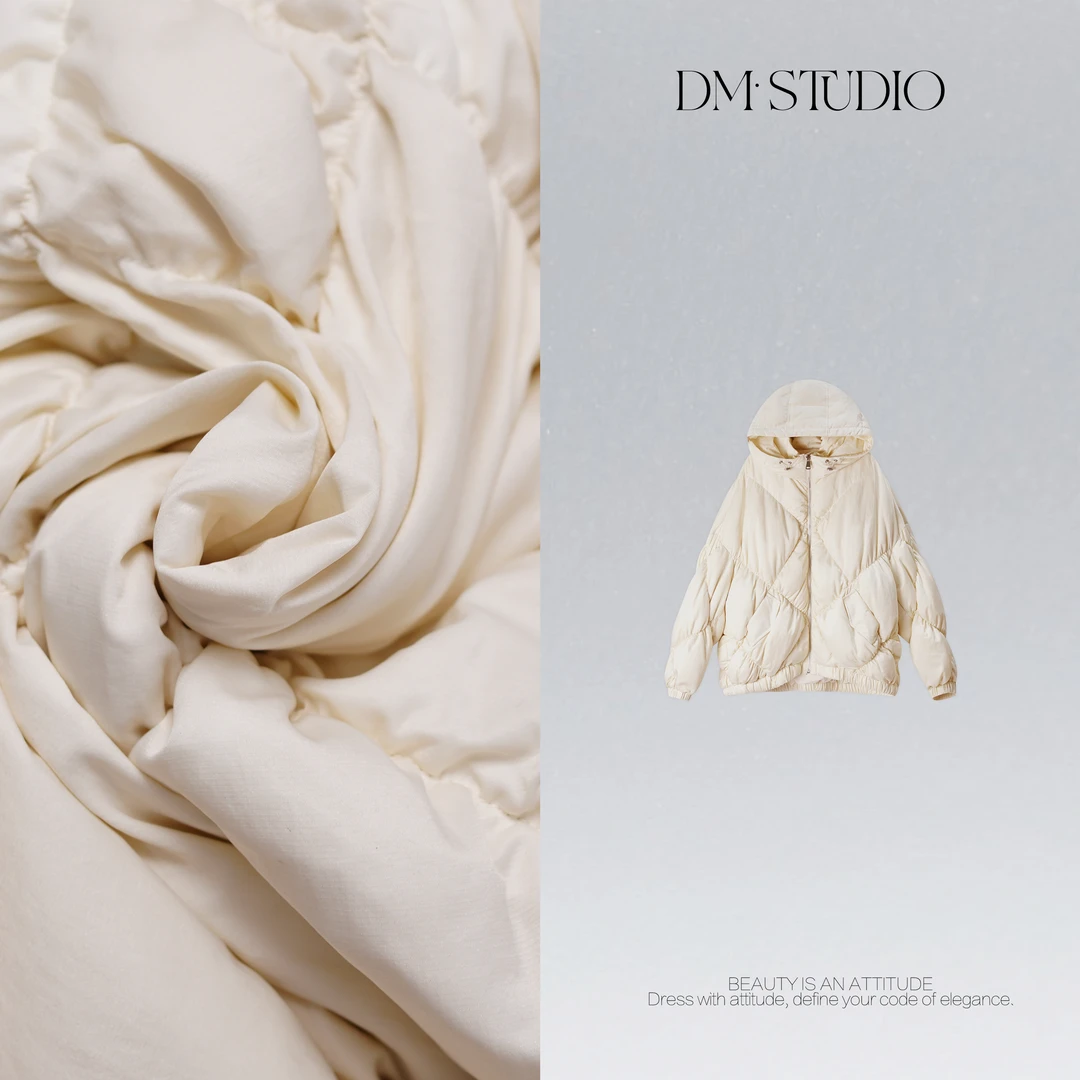 DEDM•STUDIO/冬季短款高蓬连帽拉链新国标90白鹅绒服2506YRF/8403