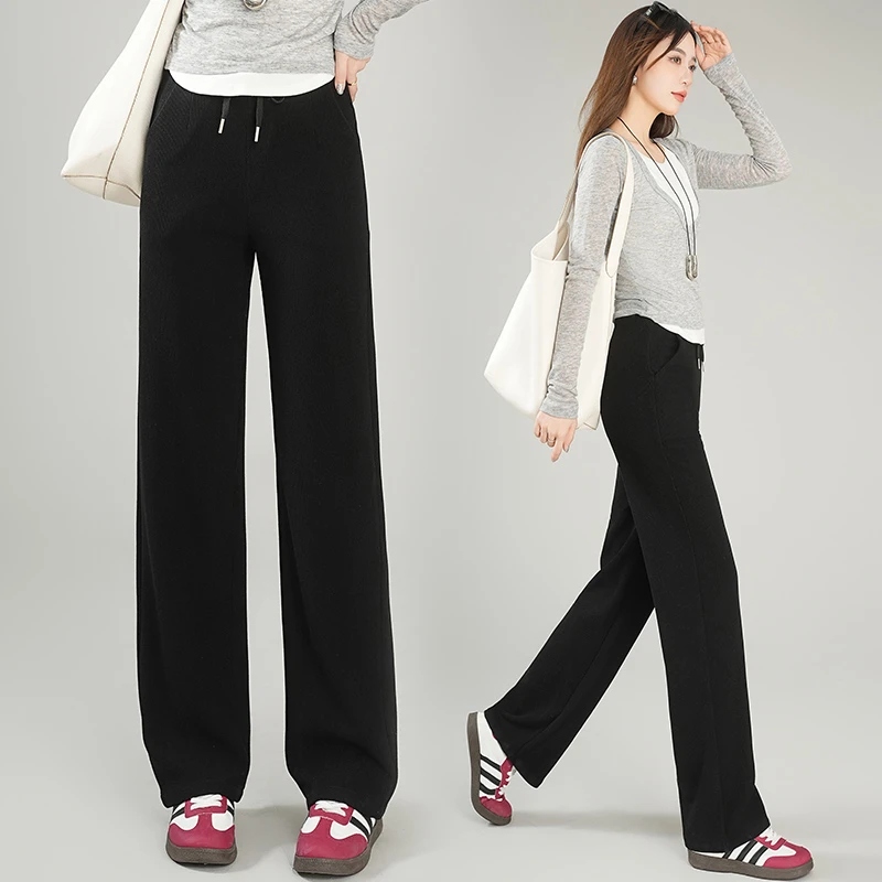 【桑蚕丝+羊毛】秋冬季休闲直筒裤 松紧舒适高腰显瘦保暖不闷热B569