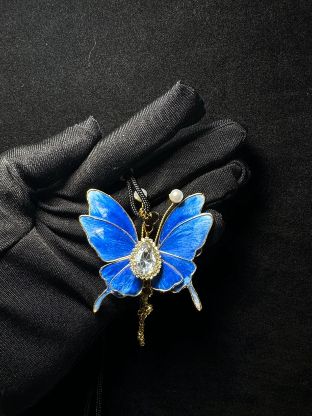 非遗绒花 蚕丝蝴蝶项链