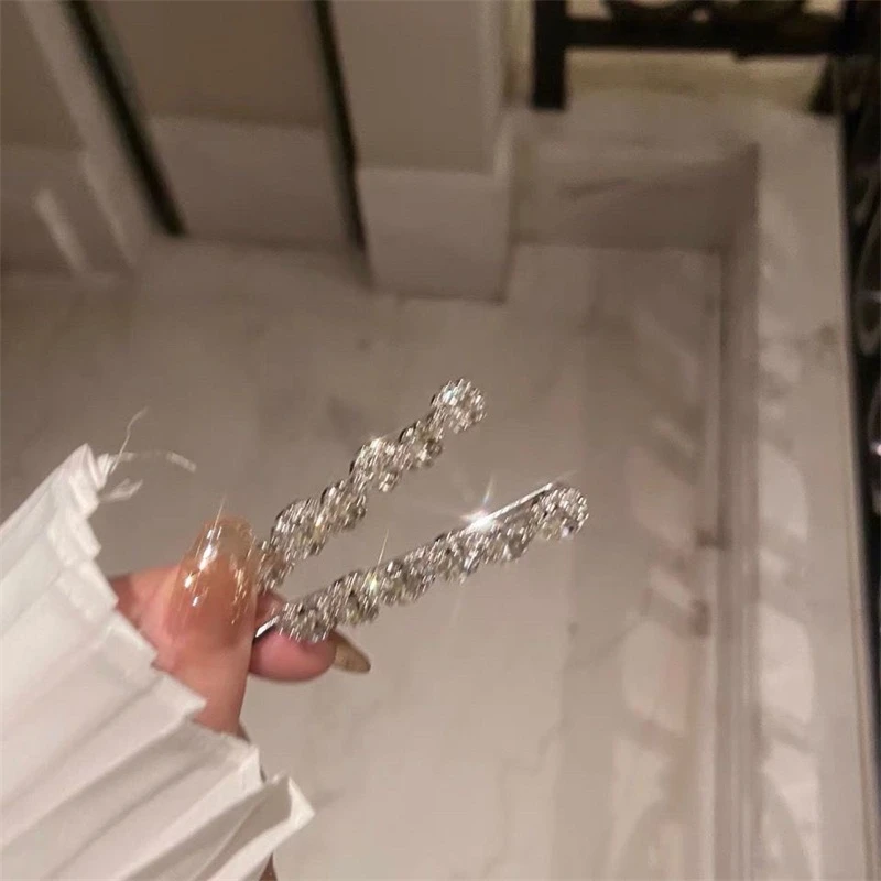 女团风奥地利闪钻发夹一字夹刘海边夹闪闪水钻甜酷仙女气质侧边夹