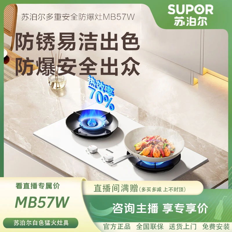 MB57W家用白色钢板天然气液化气猛火燃气灶