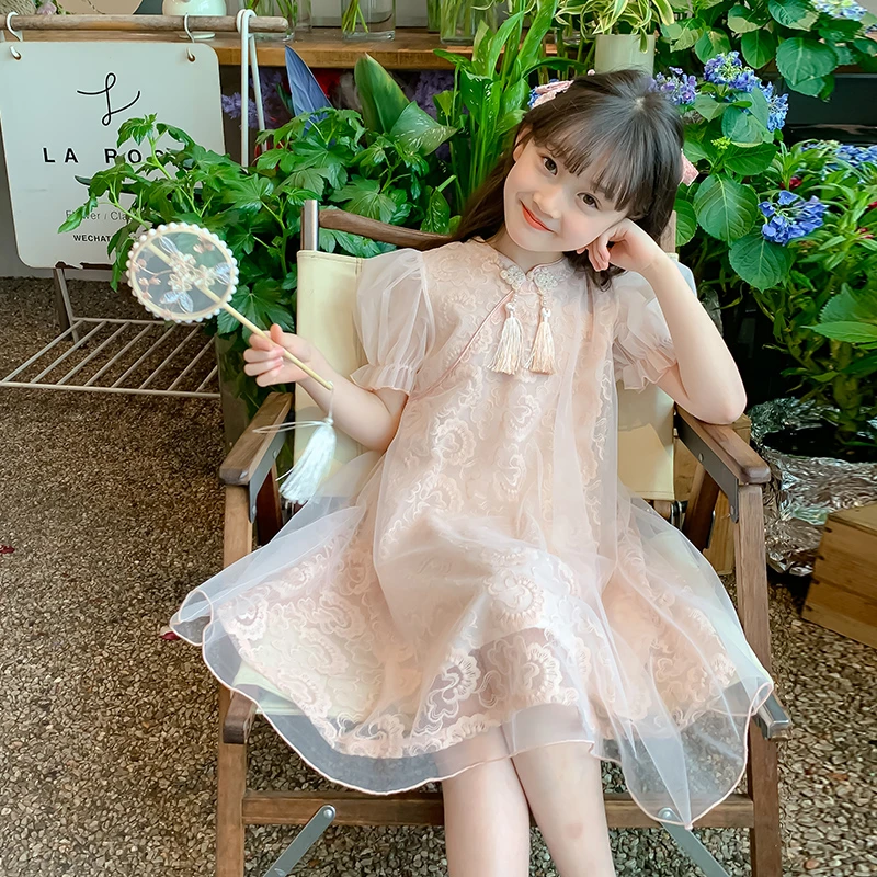 女童夏装连衣裙2025新款洋气中式汉服公主裙儿童夏季国风大童裙子