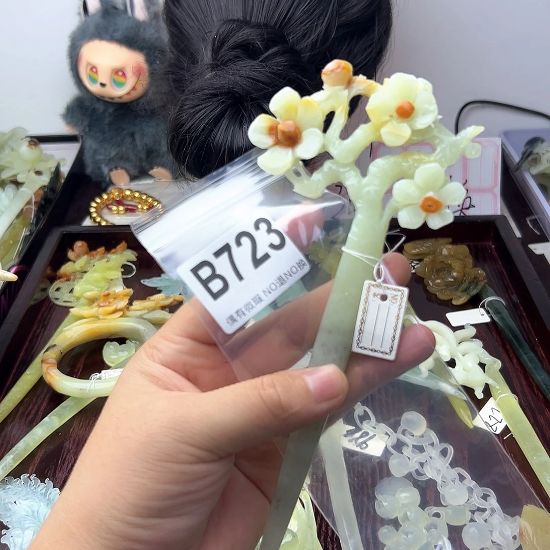 合金蛇纹石玉发饰玲***3