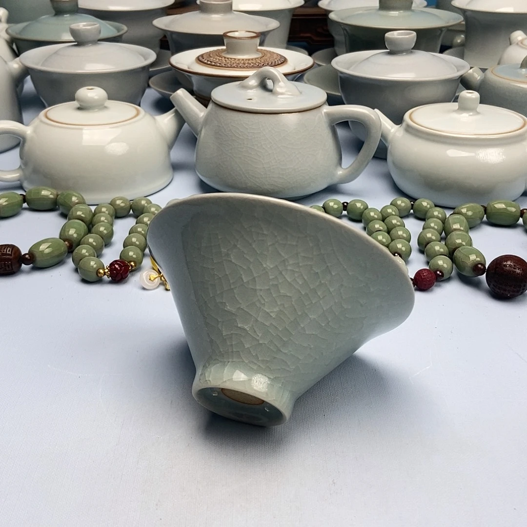 杯微微瑕鱼鳞冰花斗笠杯原矿原釉原产地