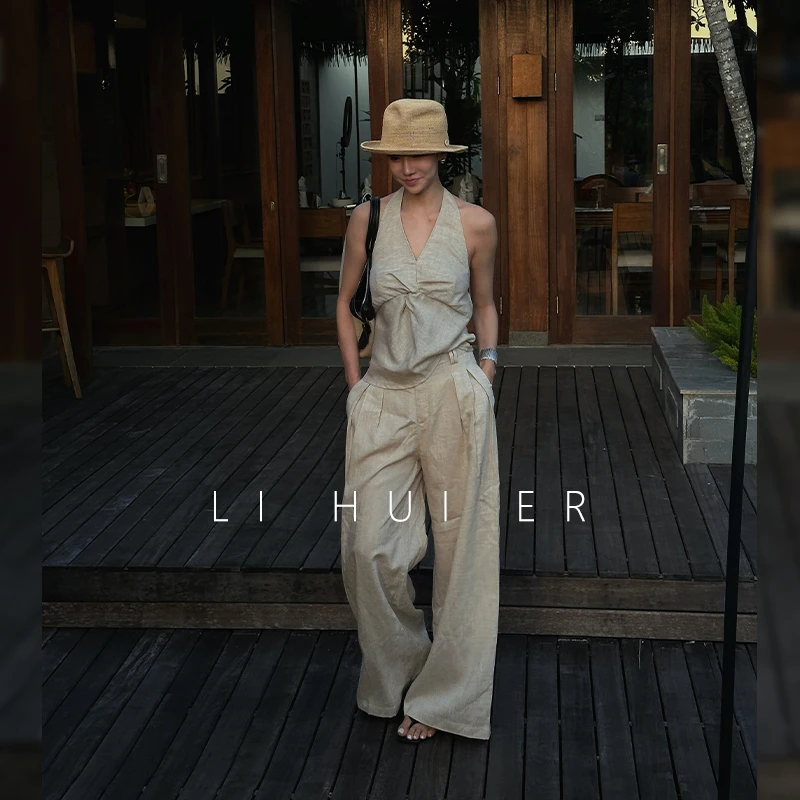 Li Hui Er【荒原光域】夏季轻奢感时尚百搭极简休闲裤子31828