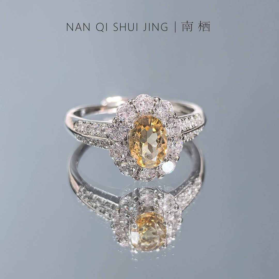 ［天然黄水晶戒指1］百搭简约天然黄水晶高级活口戒指戒圈饰品