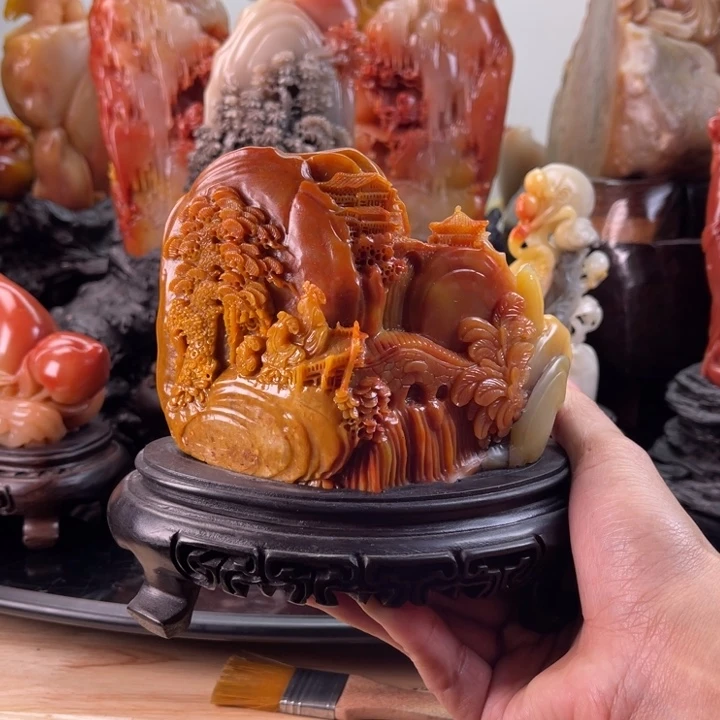 田黄石香山雅聚摆件