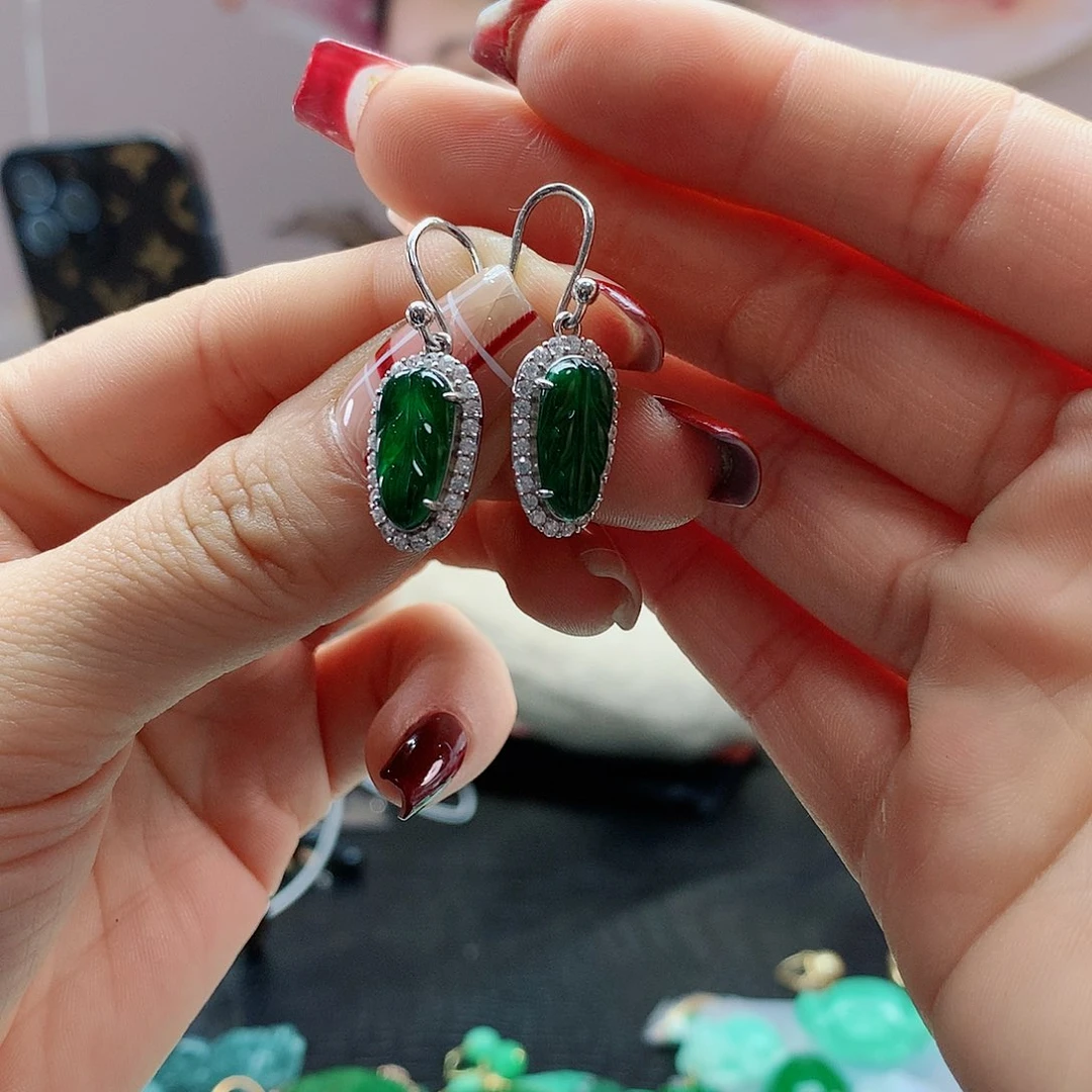 【闪购商品】翡翠耳饰银S925镶嵌，