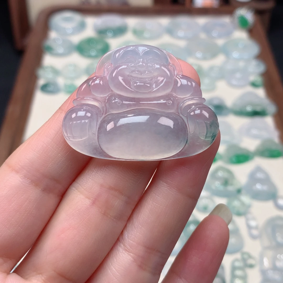 翡翠未镶嵌颈饰冰种飘花大佛公