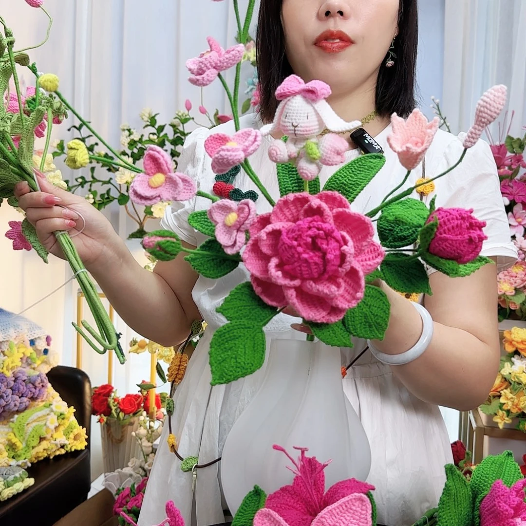 莱赛尔纤维棉手工钩织花束