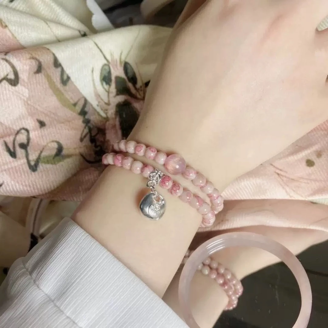 非金属珐琅手链 手串手饰轻奢小众设计感小胖福玫瑰花珠029