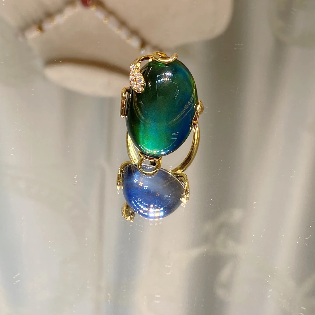 铜合金合成锆石戒指 TT 感温变色S大豪镶戒指 欧美潮流饰品4160