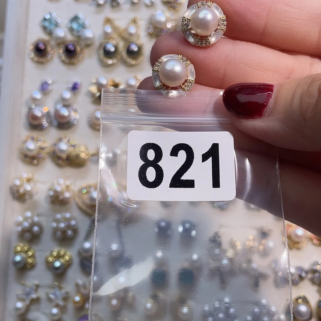 合金淡水珍珠耳饰