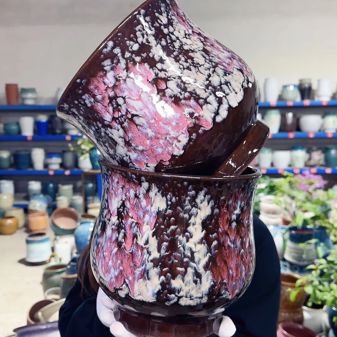 紫砂花盆高20口20