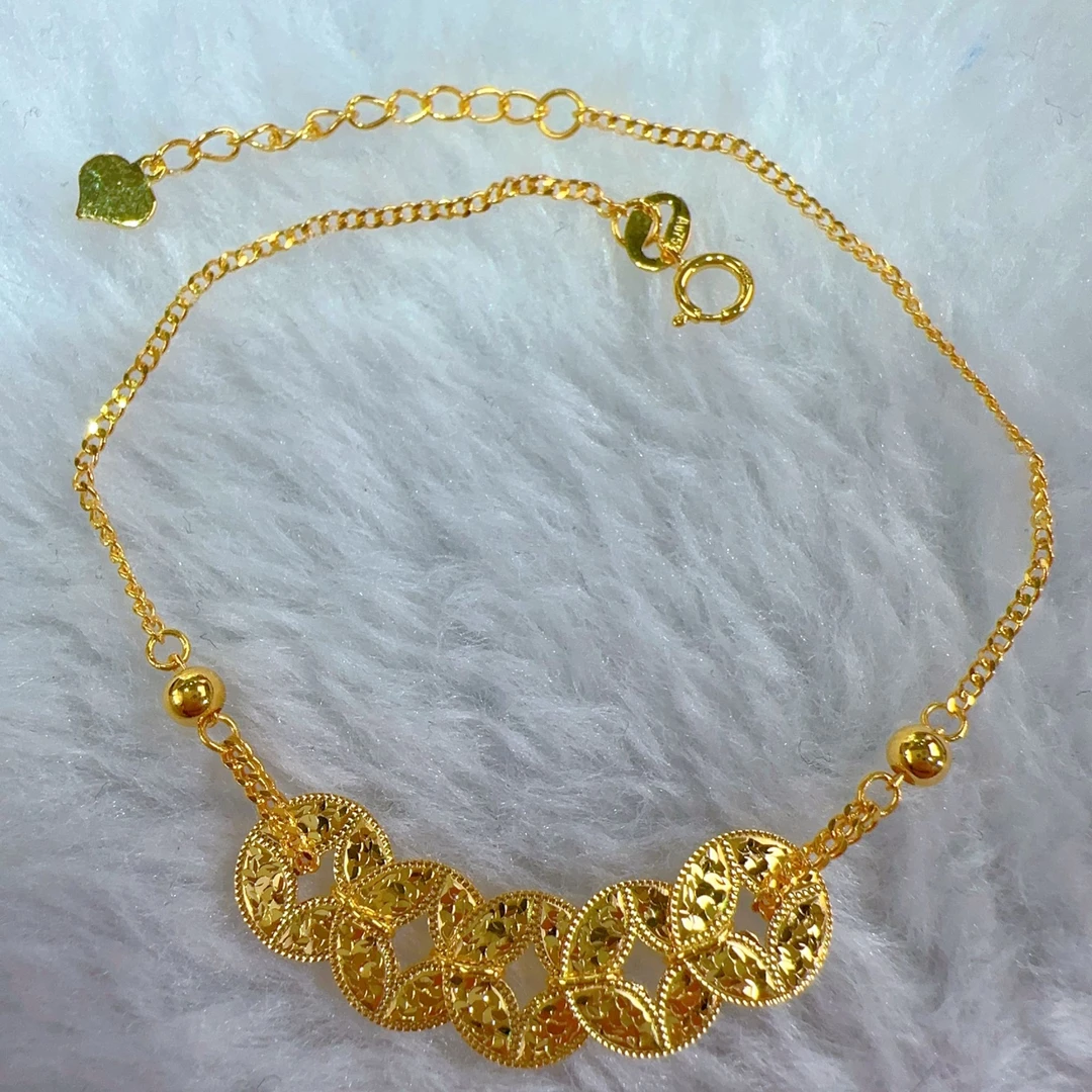 18K金手链（精工）五帝钱 碎碎冰