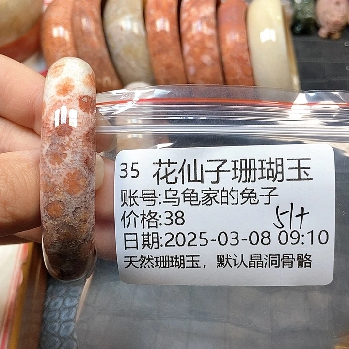 硅化珊瑚（珊瑚玉）手镯未镶嵌乌****子35