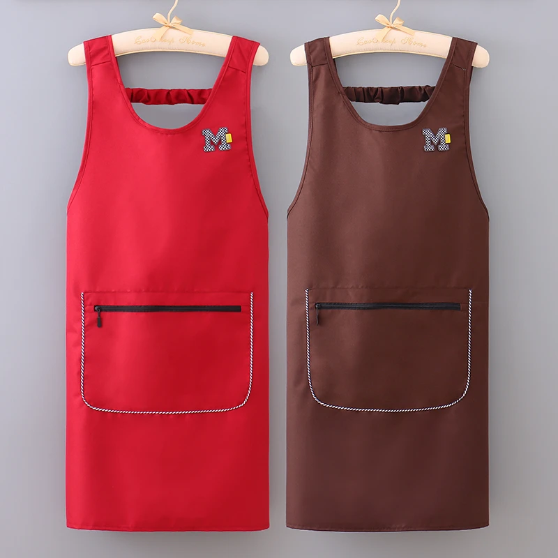 时尚坎肩式围裙家用厨房女防水防油餐饮专用定制logo印字工作围腰