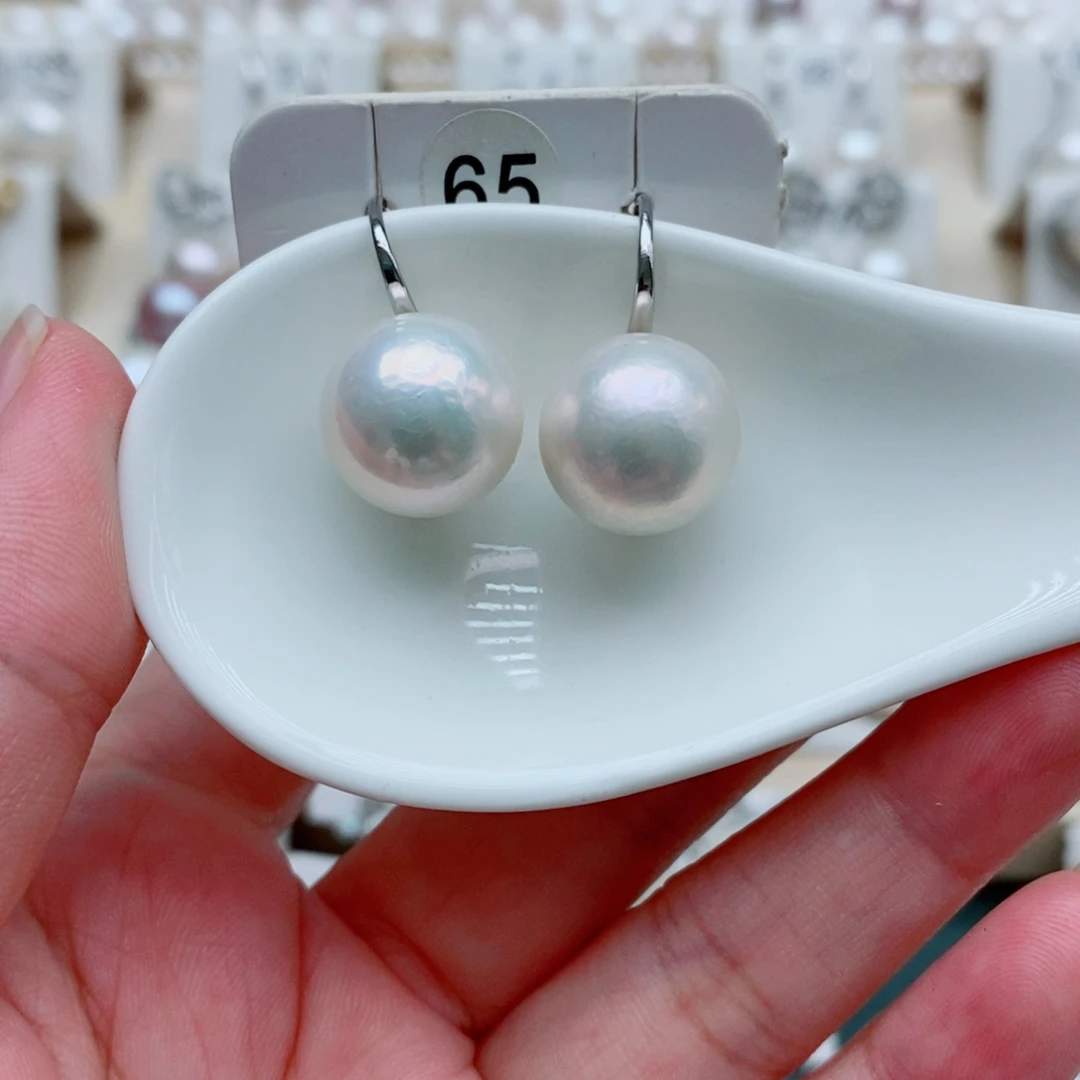 馨***宝银S925镶嵌耳饰淡水珍珠13.8mm