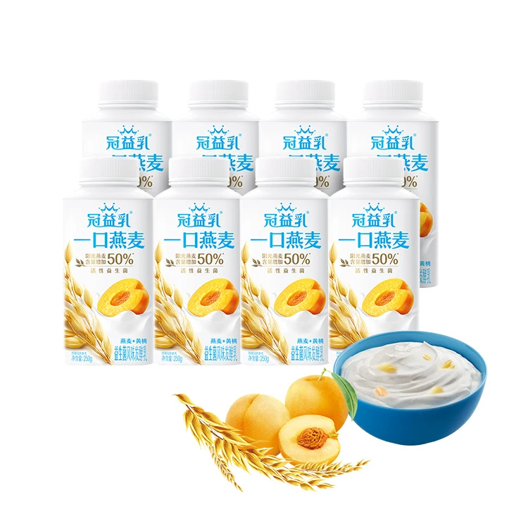 蒙牛冠益乳黄桃燕麦风味发酵乳250g*8瓶顺丰冷链发货