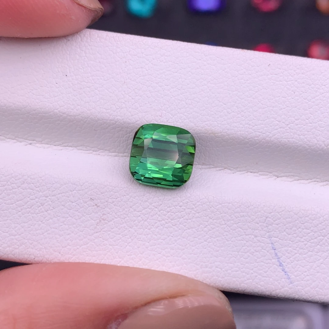 碧玺珠宝半成品未镶嵌3.08ct阿富汗绿碧玺全净无暇