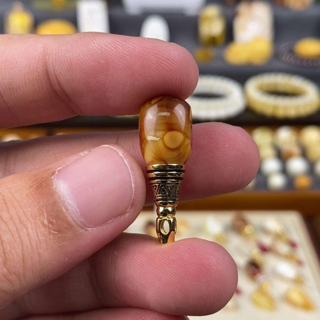 未镶嵌蜜蜡裸石配饰三通瑕疵款尺寸99