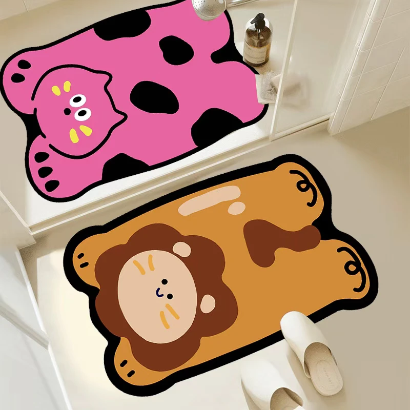 w到手两件40*60厘米硅藻泥底 新款卡通吸水可爱风格脚垫