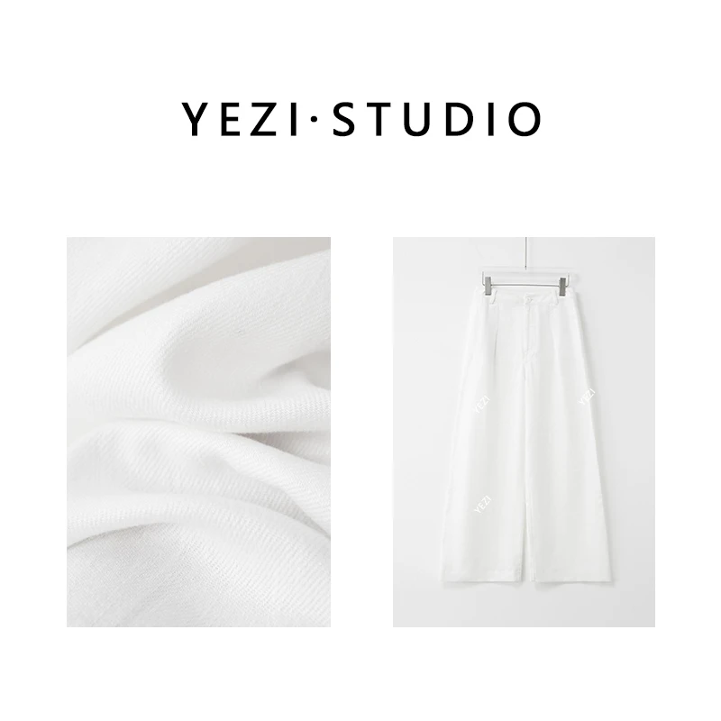 【云麻裤】高克重棉麻混纺黄金比例腰臀分割阔腿裤25336023