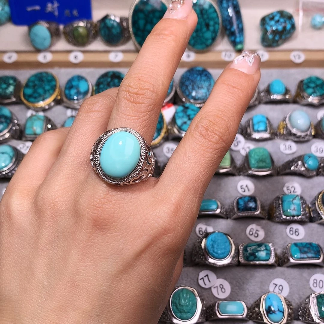 绿松石挂件银S925镶嵌