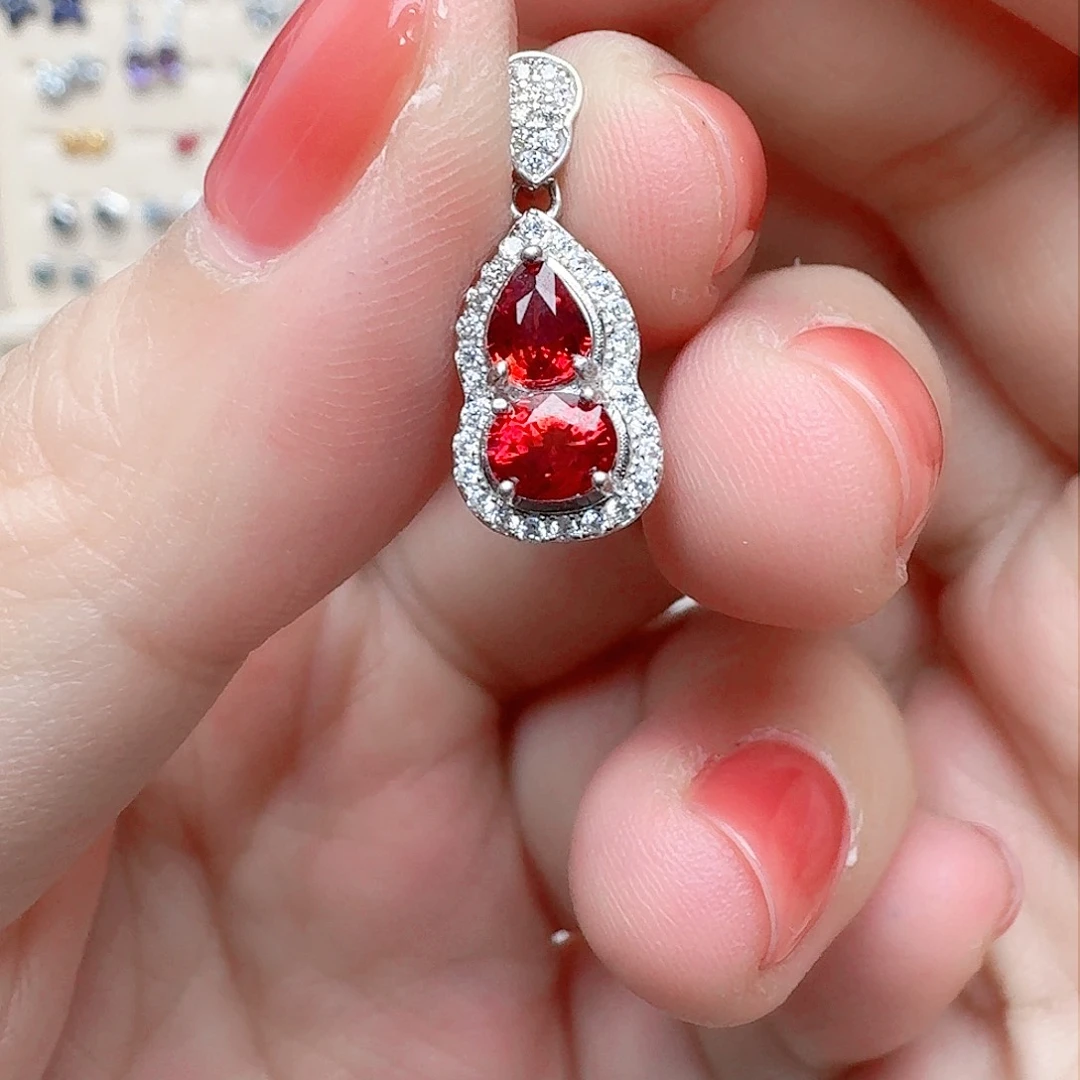 蓝宝石吊坠(不含链)银S925镶嵌