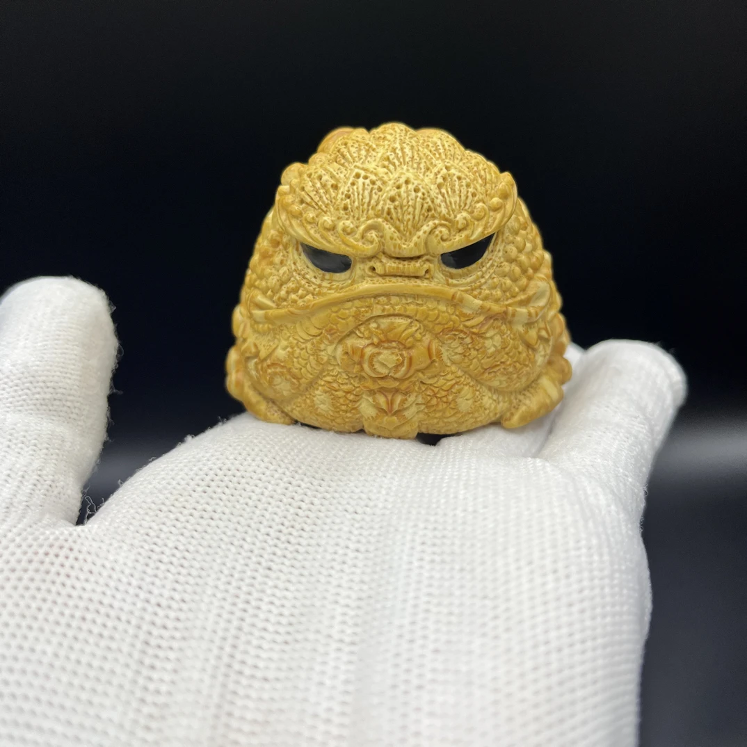 竹根雕手工恶霸金蟾打磨精品文玩把件精品