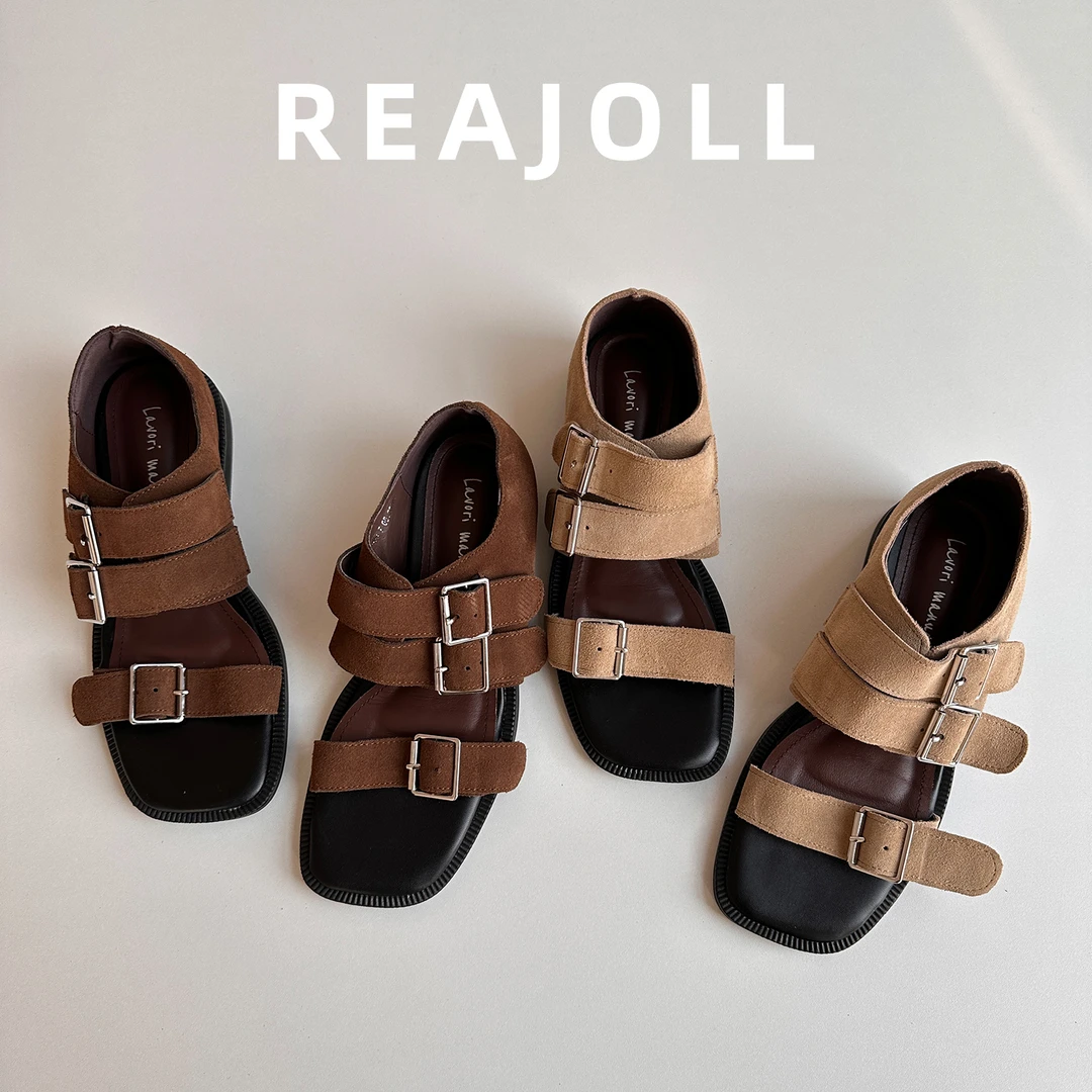 凉鞋女夏外穿2025新款皮带扣法式复古百搭配裙子巨好看时尚罗马鞋