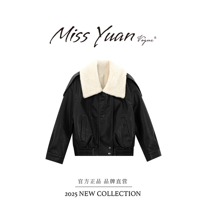 宽松型冬季常规厚款皮衣拼接百搭夹克网红加绒加厚555