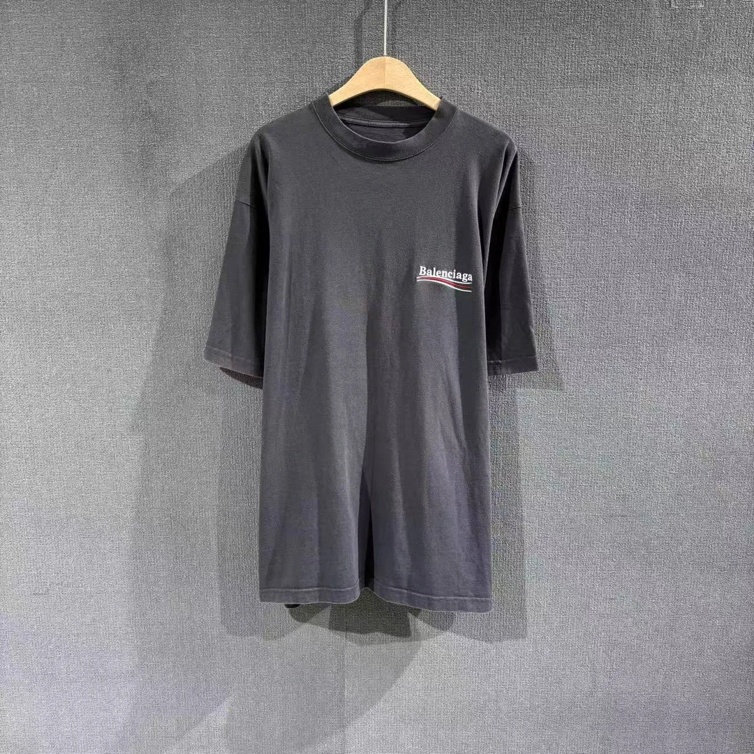 95新 Balenciaga/巴黎世家 （pm）可乐海浪刺绣短袖 s码无领标/8234