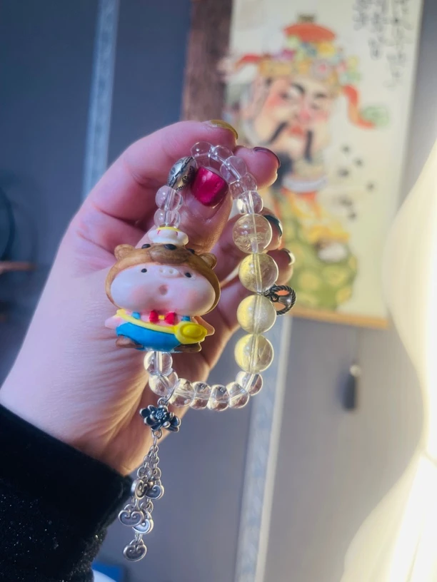 钱多多原创鹿角雕刻小猪元宝手串