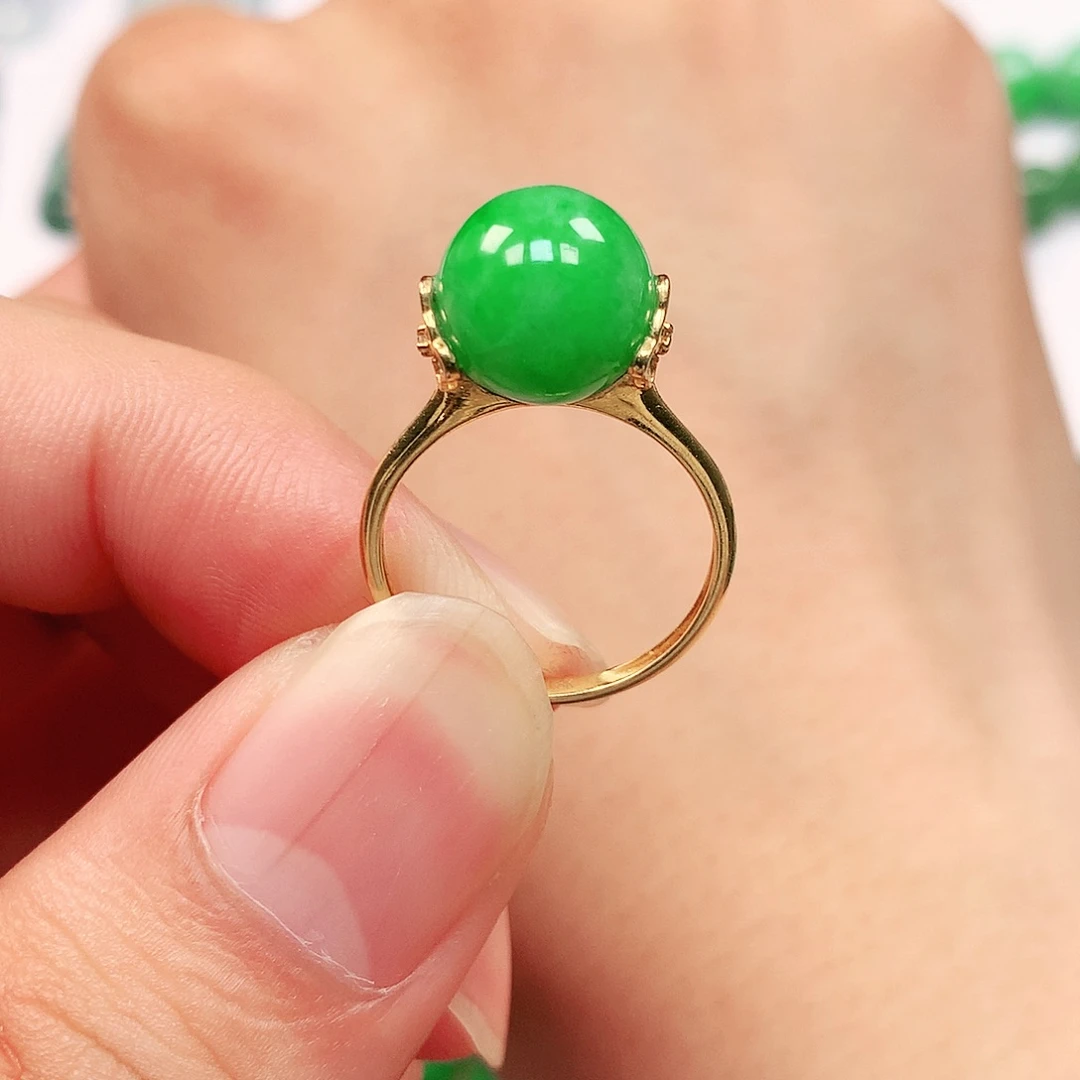 吊坠(不含链)18K金镶嵌翡翠