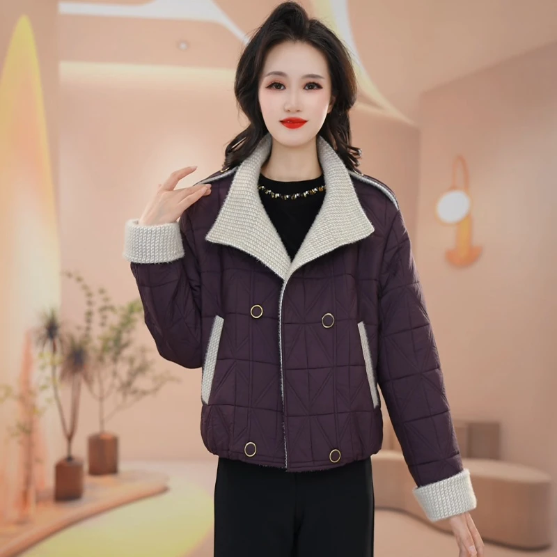 2025年秋冬季新款气质时尚显瘦百搭设计短款女士棉服外套M-4XL