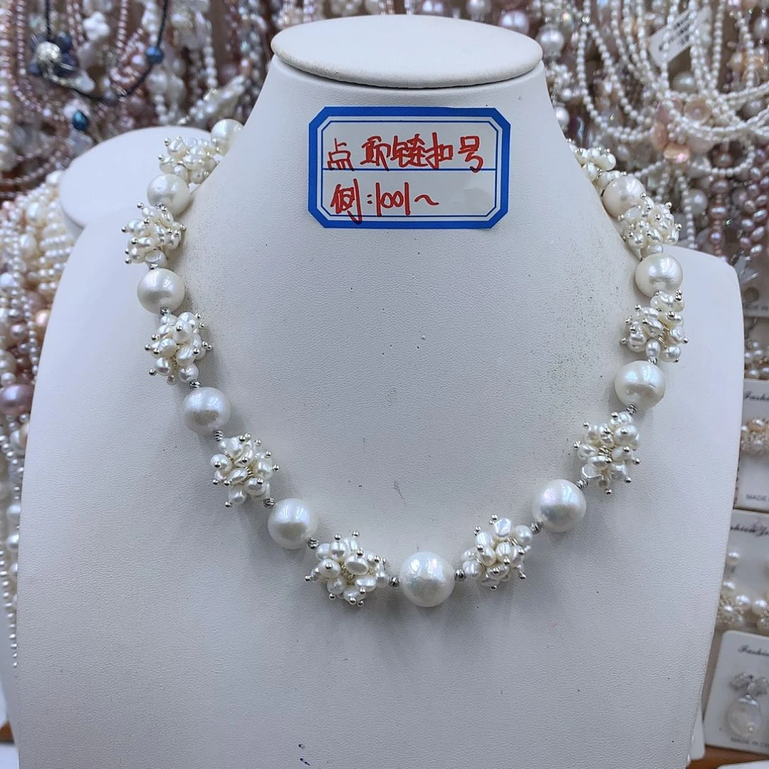 项链耳饰淡水珍珠银S925镶嵌