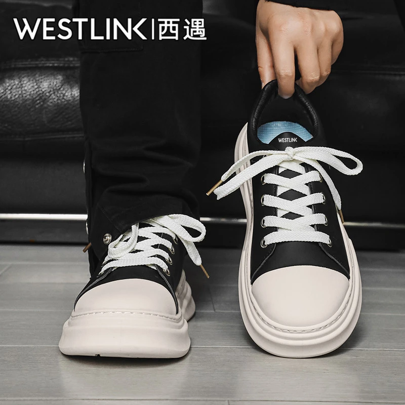 Westlink/西遇【双11好物】干净感学生男鞋休闲厚底圆头板鞋