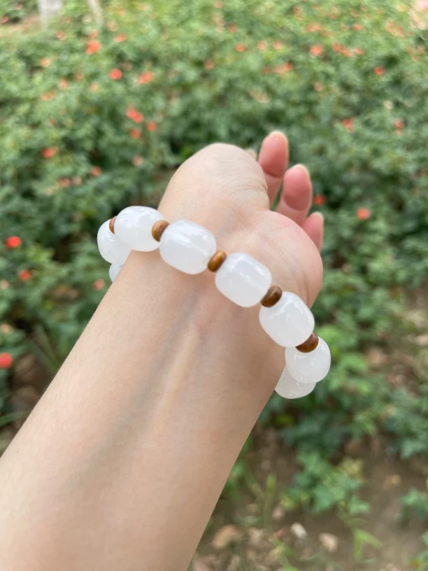 钨金手链 天然新疆金丝玉老型珠单圈男女通戴手串